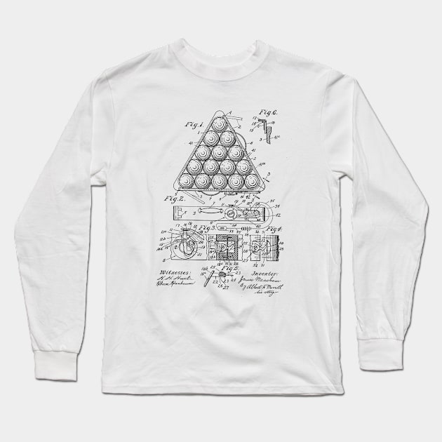 Pool Registering Triangle Vintage Patent Hand Drawing Long Sleeve T-Shirt by TheYoungDesigns